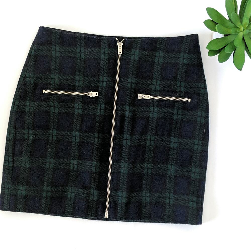Madewell Tartan Dark Plaid Zipper Mini Skirt Schoolgirl Spears Clueless 90s Y2K